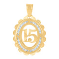 10K Yellow Gold Womens Cubic-Zirconia 15 Quinceanera Charm Pendant