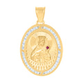 10K Yellow Gold Womens Red White Cubic-Zirconia St. Barbara Religious Charm Pendant