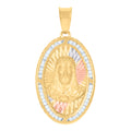 10K Tri-Color Gold Mens Cubic-Zirconia Jesus Religious Charm Pendant