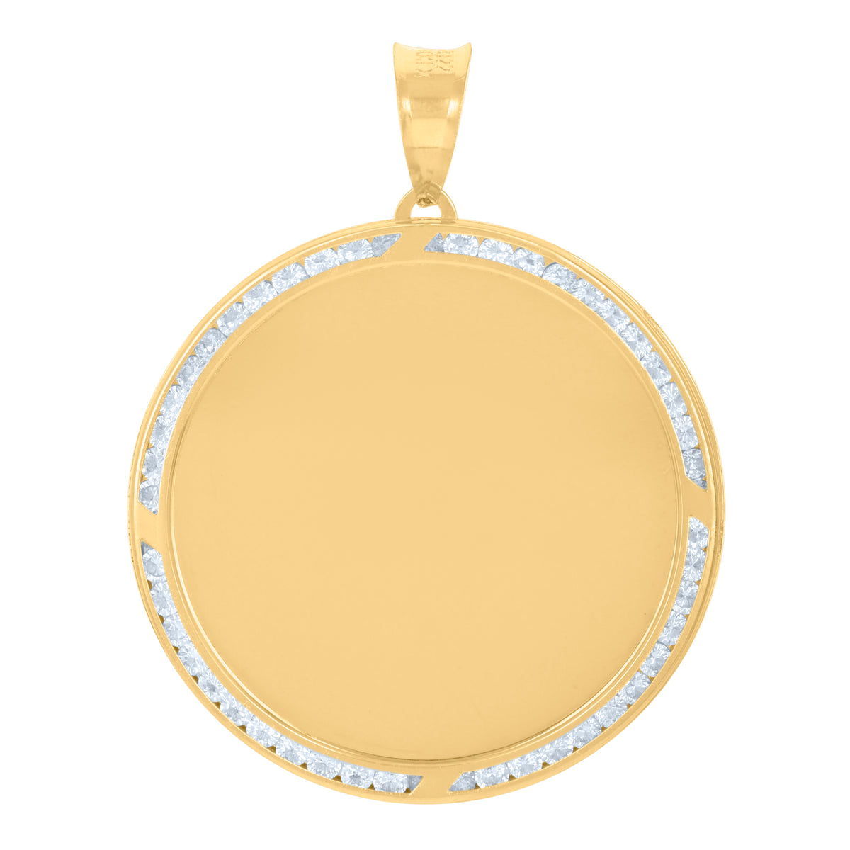 10K Yellow Gold Mens Cubic-Zirconia Photo Frame Charm Pendant