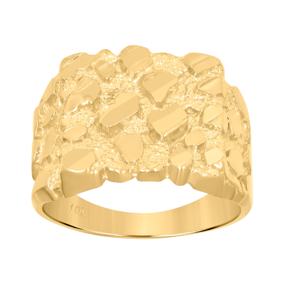 10K Yellow Gold Mens Nugget Fashion Ring