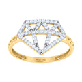 10K Two-tone Gold Womens Cubic-Zirconia Diamond Shape Fashion Ring