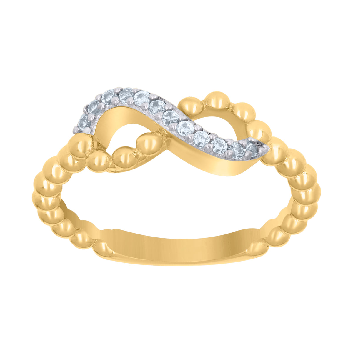 10K Two-Tone Gold Womens Cubic-Zirconia Love Symbol Infinity Ring
