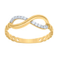 10K Two-Tone Gold Womens Cubic-Zirconia Love Symbol Infinity Ring