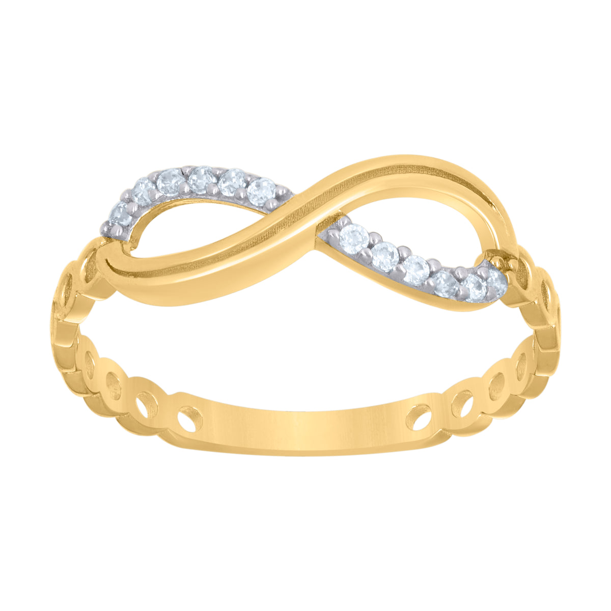 10K Two-Tone Gold Womens Cubic-Zirconia Love Symbol Infinity Ring
