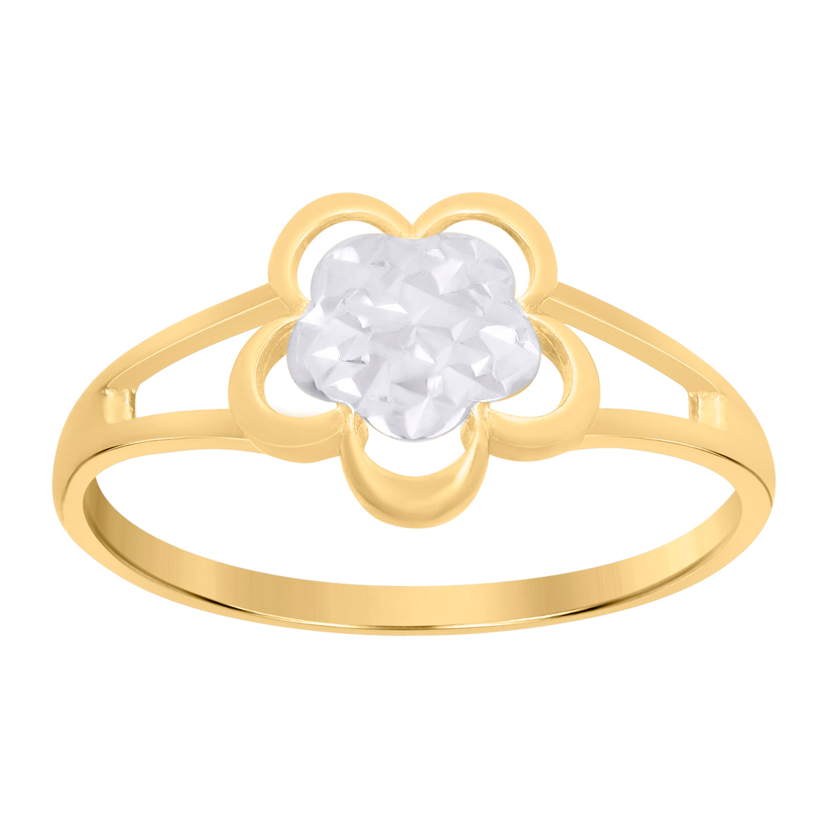 10K Two-Tone Gold Womens Flower Fashion Ring