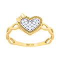 10K Two-Tone Gold Womens Cubic-Zirconia Heart Love Ring