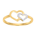 10K Two-Tone Gold Womens Double Heart Ring