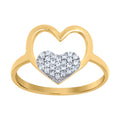 10K Two-Tone Gold Womens Cubic-Zirconia Double Heart Ring