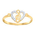 10K Two-Tone Gold Womens Cubic-Zirconia Treble Clef Heart Love Ring