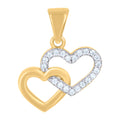 10K Two-tone Gold Womens Cubic-Zirconia Intertwined Hearts Charm Pendant