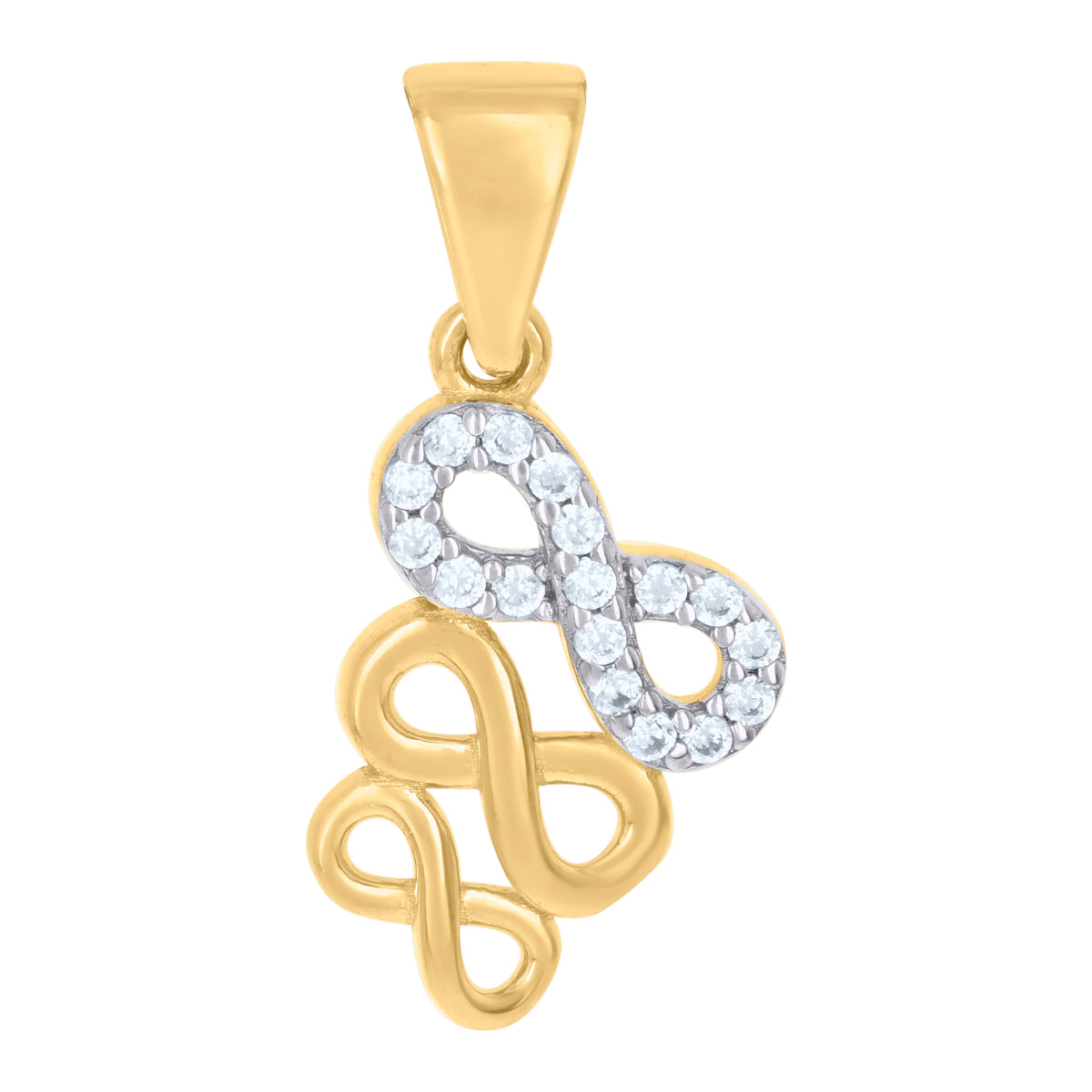 10K Two-tone Gold Womens Cubic-Zirconia Love Symbol Infinity Charm Pendant