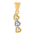 10K Two-tone Gold Womens Cubic-Zirconia Triple Heart Charm Pendant