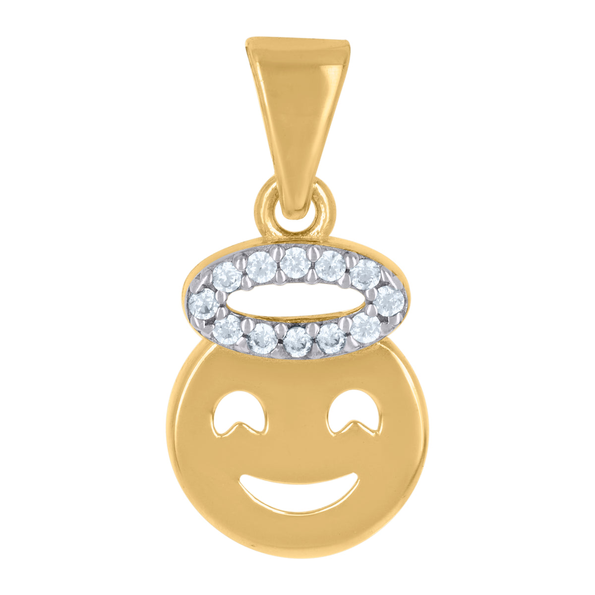 10K Two-Tone Gold Womens Cubic-Zirconia Angel Symbol Pendant