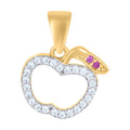 10K Two-tone Gold Womens Pink White Cubic-Zirconia Apple Food Fashion Charm Pendant