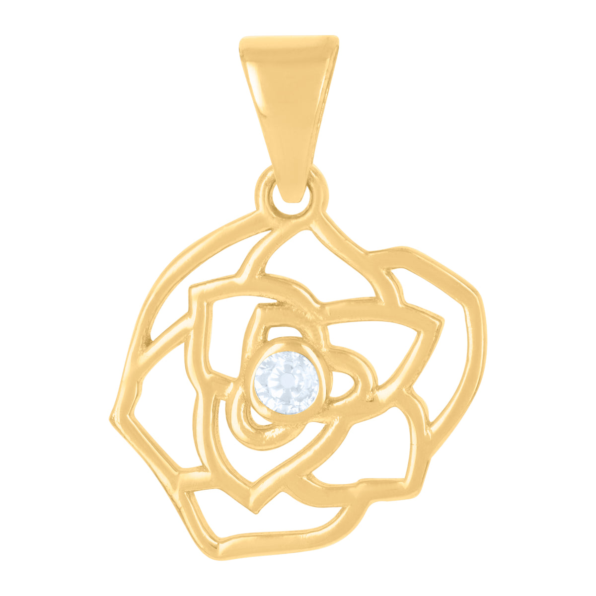 10K Yellow Gold Womens Cubic-Zirconia Flower Fashion Charm Pendant