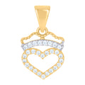 10K Two-tone Gold Womens Cubic-Zirconia Heart Charm Pendant