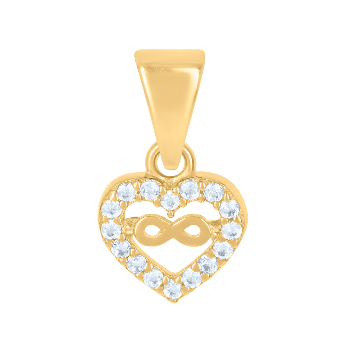 10K Yellow Gold Womens Cubic-Zirconia Infinity Heart Charm Pendant