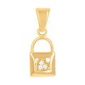 10K Yellow Gold Womens Cubic-Zirconia Lock Charm Pendant
