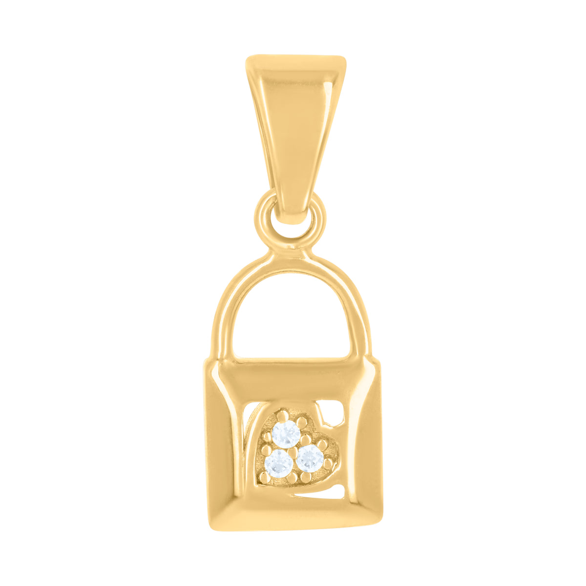 10K Yellow Gold Womens Cubic-Zirconia Lock Charm Pendant