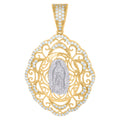 10K Two-tone Gold Womens Cubic-Zirconia Guadalupe Religious Charm Pendant