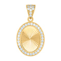 10K Yellow Gold Womens Cubic-Zirconia Oval Medallion Picture Frame Fashion Charm Pendant