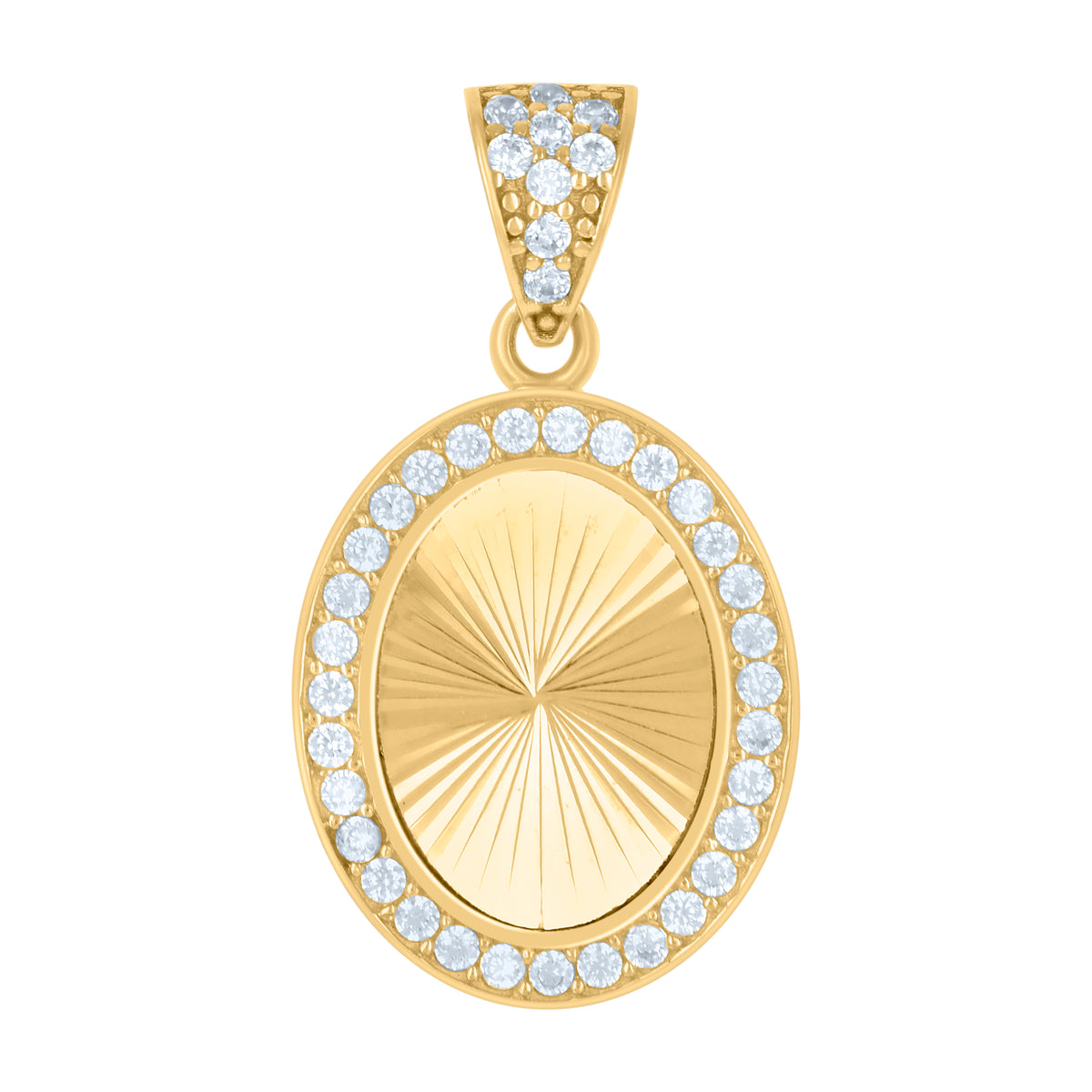 10K Yellow Gold Womens Cubic-Zirconia Oval Medallion Picture Frame Fashion Charm Pendant