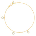 10K Yellow Gold Womens Cubic-Zirconia Beaded Fashion Charm 10" Anklet