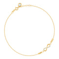 10K Yellow Gold Womens Cubic-Zirconia Infinity Beaded Charm 9" Bracelet