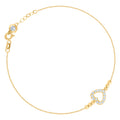 10K Yellow Gold Womens Cubic-Zirconia Heart Beaded Charm 8" Bracelet