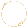 10K Yellow Gold Womens Cubic-Zirconia Heart Beaded Charm 8" Bracelet