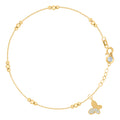 10K Yellow Gold Womens Cubic-Zirconia Butterfly Beaded Charm 8" Bracelet