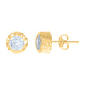 10K Yellow Gold Womens Cubic-Zirconia Round Stud Earrings