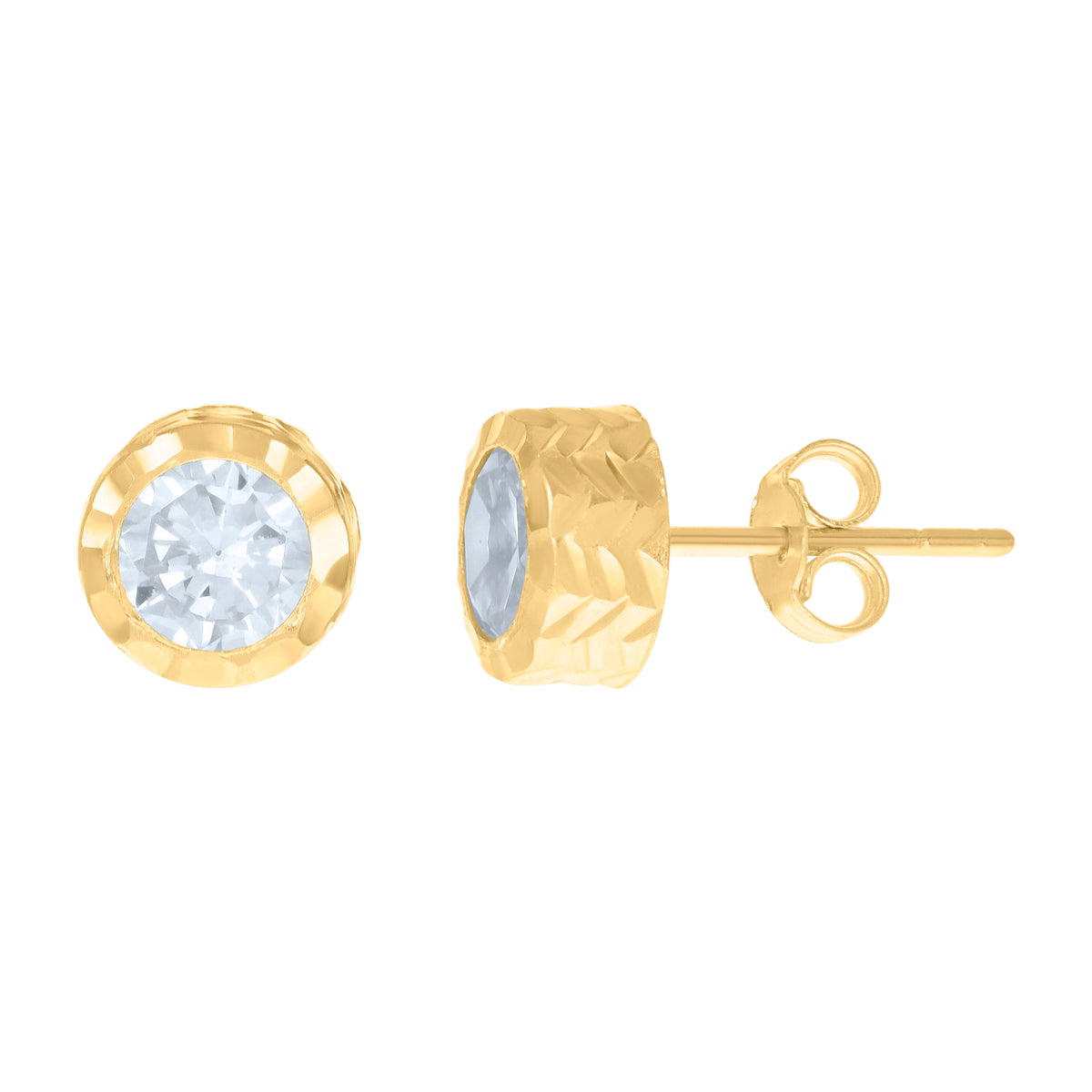 10K Yellow Gold Womens Cubic-Zirconia Round Stud Earrings