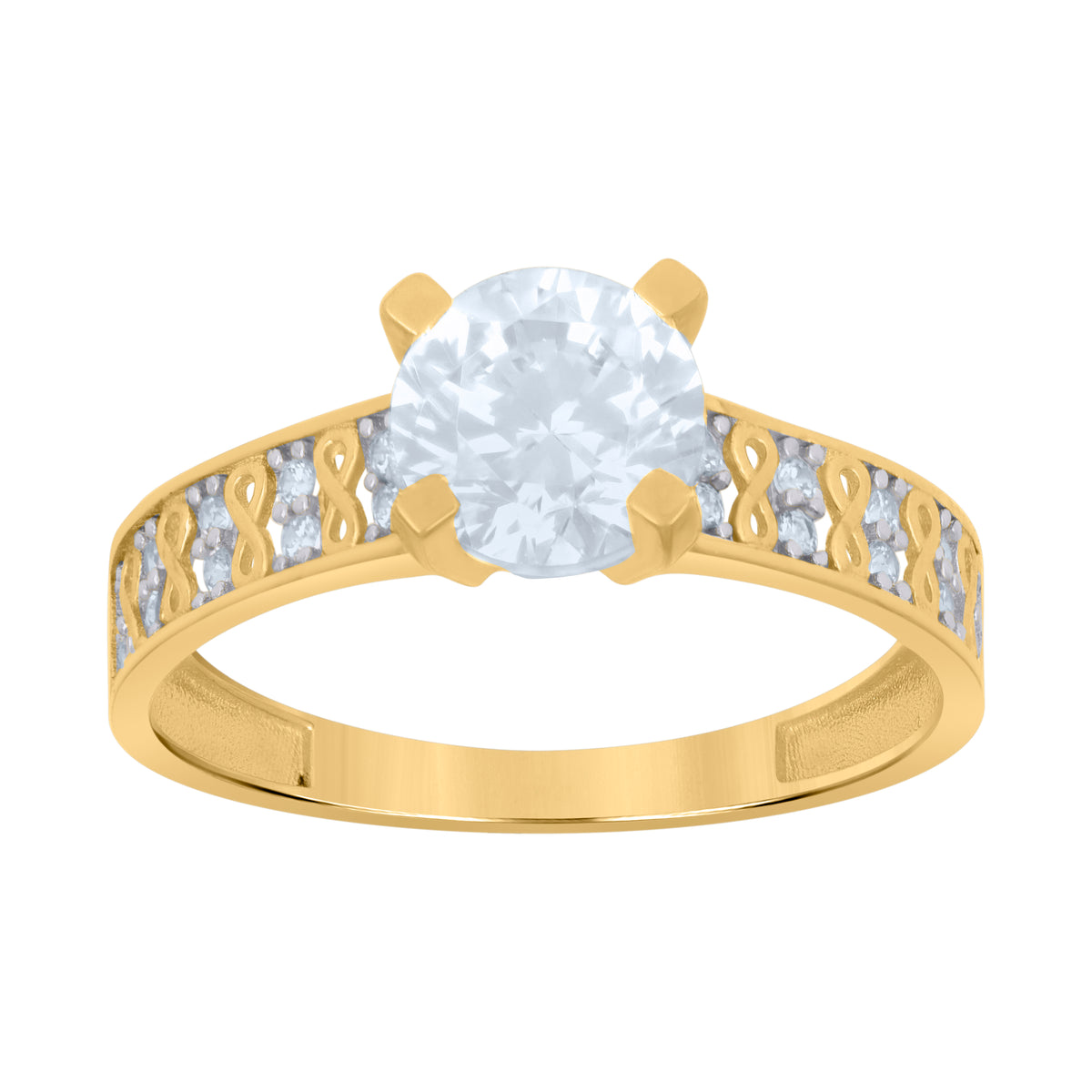 10K Two-tone Gold Womens Cubic-Zirconia Bridal Engagement Ring