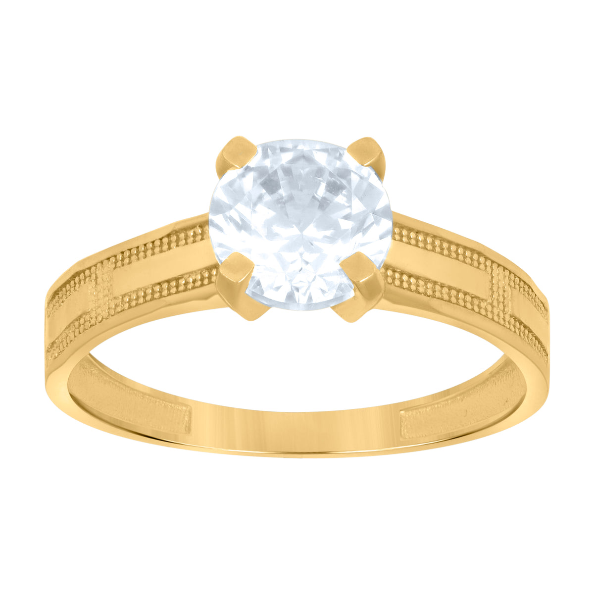 10K Yellow Gold Womens Cubic-Zirconia Bridal Engagement Ring