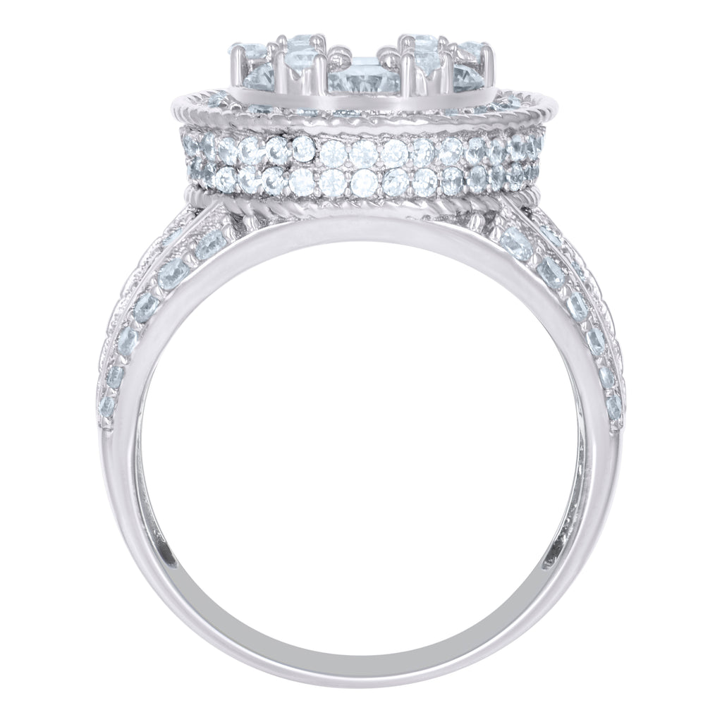 925 Sterling Silver Mens Cubic-Zirconia Rope Border Fashion Ring Size 11