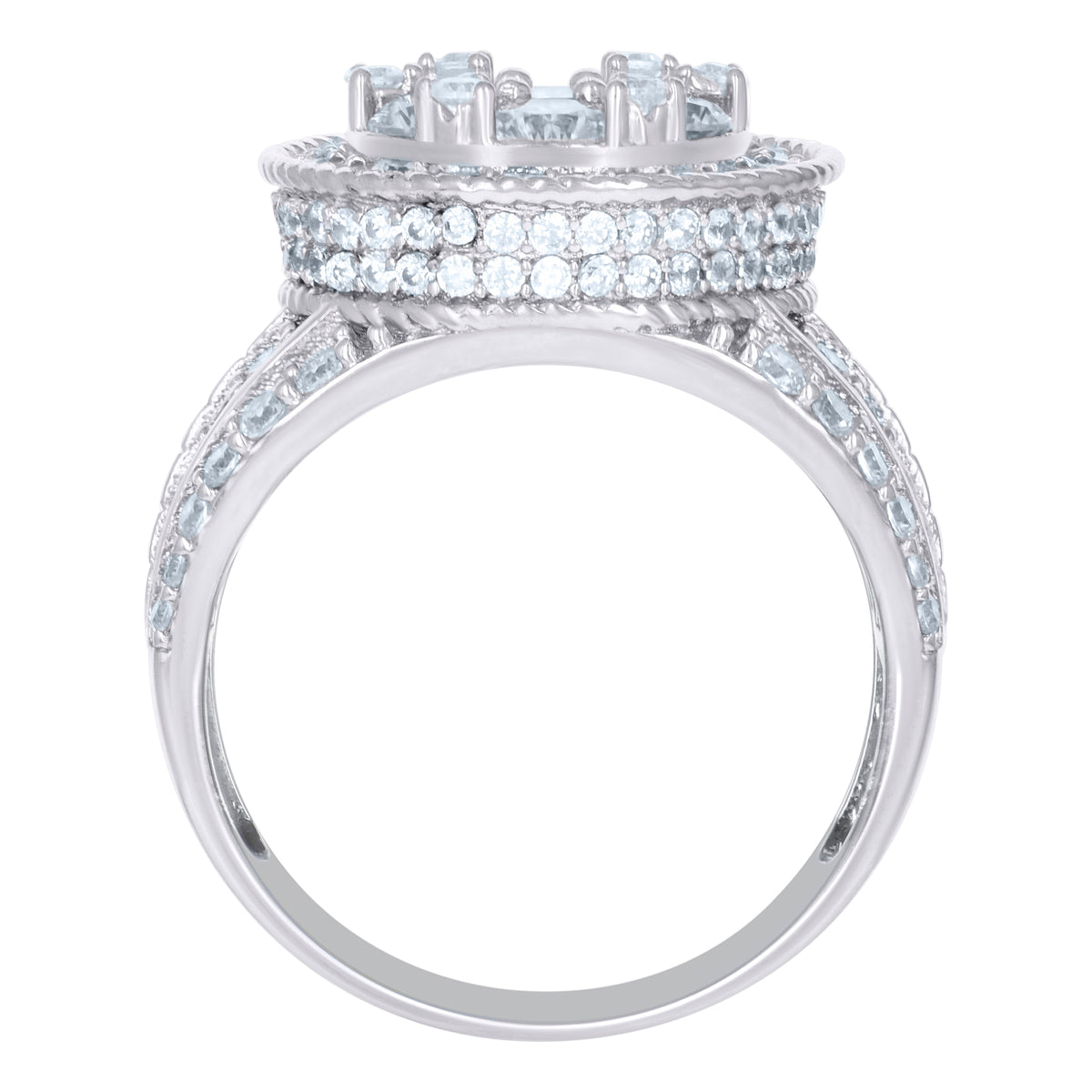 925 Sterling Silver Mens Cubic-Zirconia Rope Border Fashion Ring Size 11