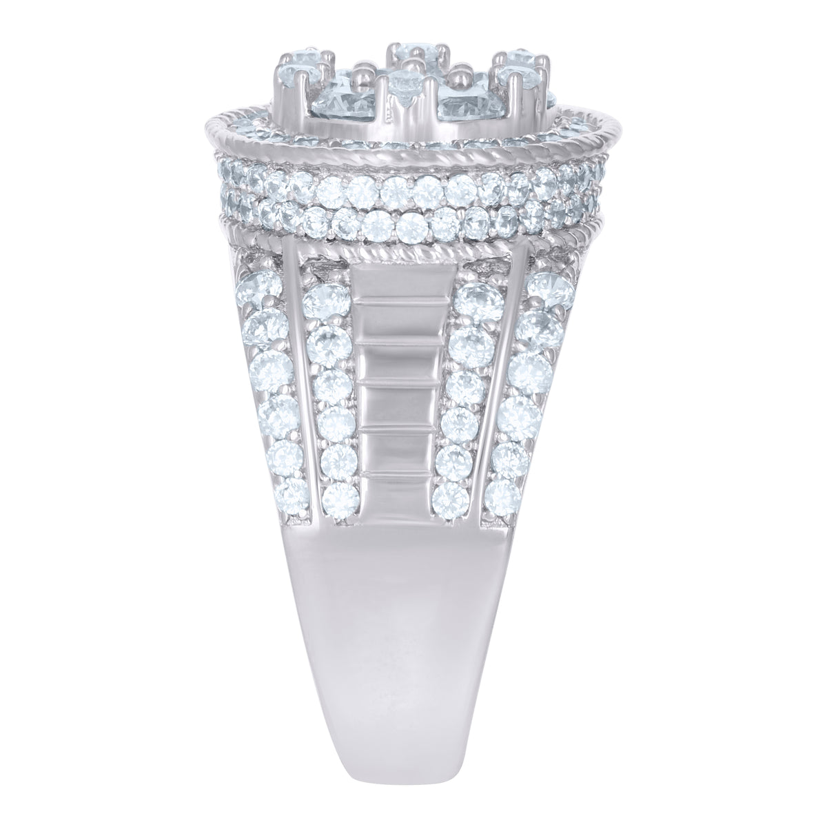 925 Sterling Silver Mens Cubic-Zirconia Rope Border Fashion Ring Size 11