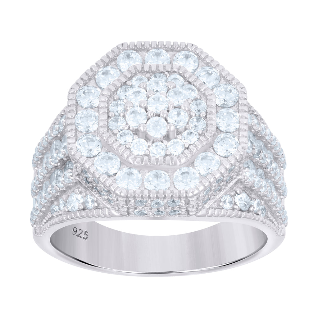925 Sterling Silver Mens Cubic-Zirconia Fashion Ring Size 7