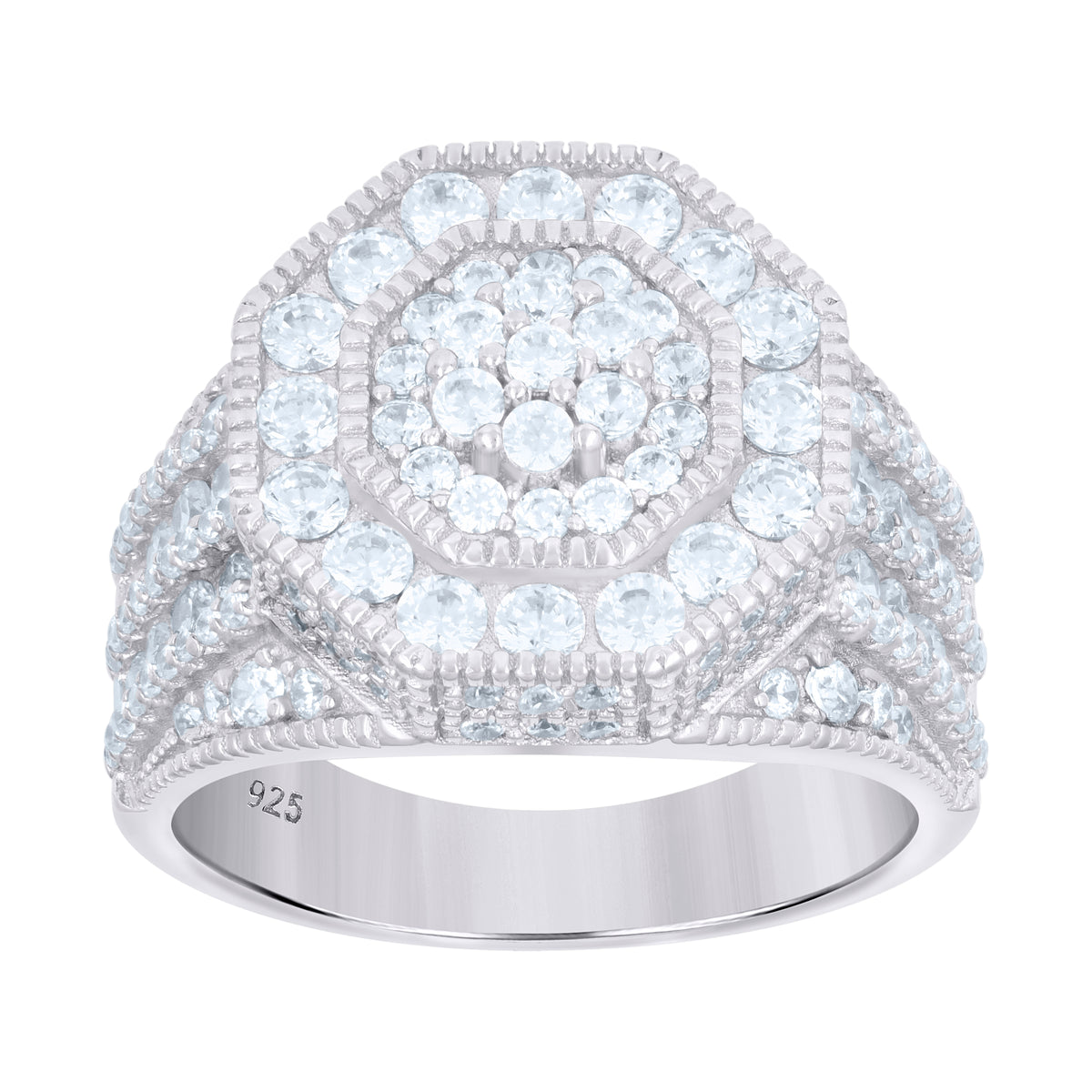 925 Sterling Silver Mens Cubic-Zirconia Fashion Ring Size 8