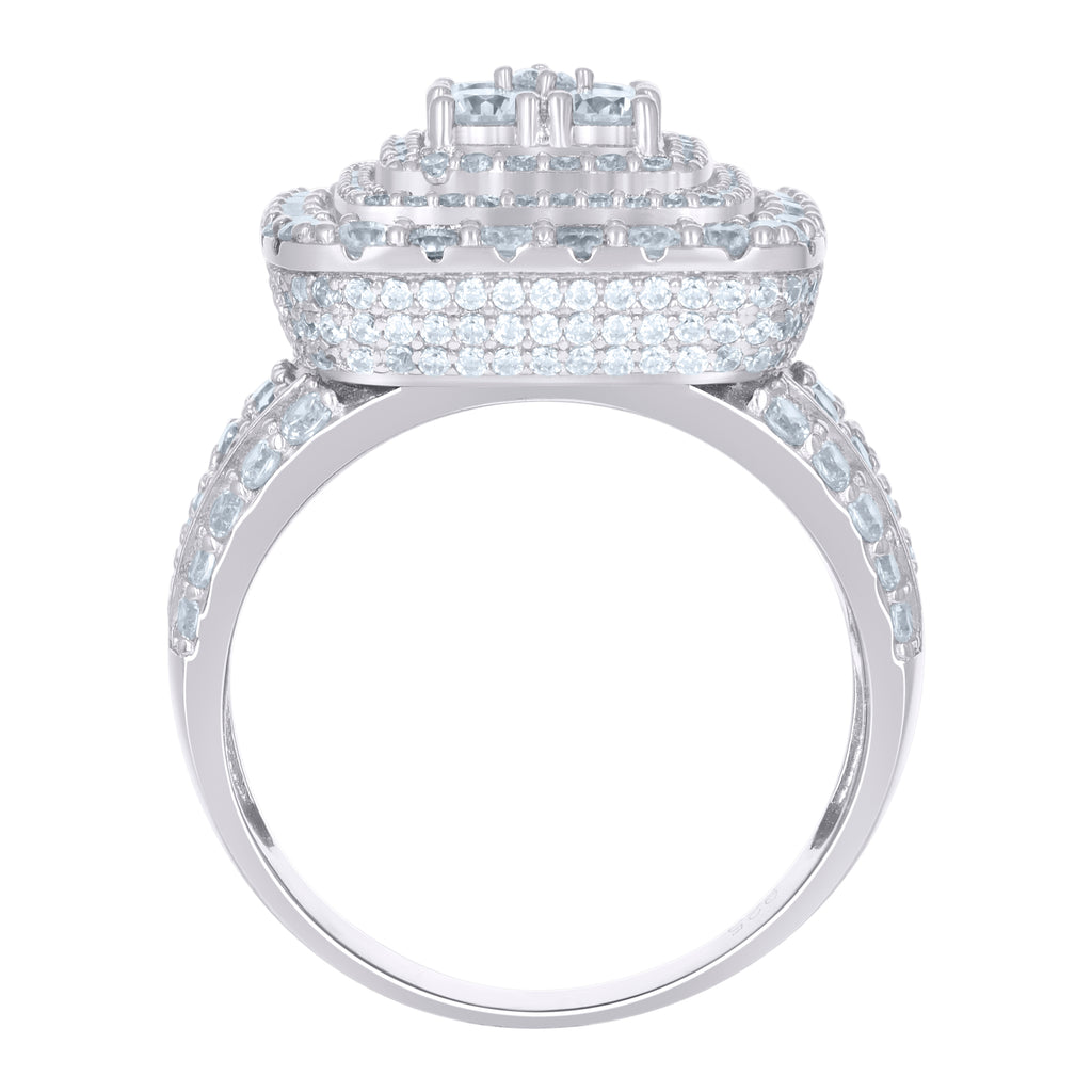 925 Sterling Silver Mens Cubic-Zirconia Square Fashion Ring Size 9