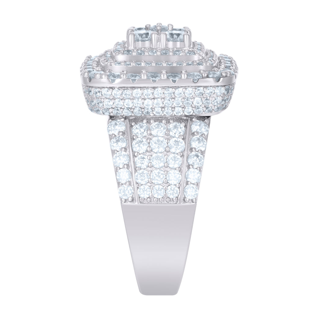 925 Sterling Silver Mens Cubic-Zirconia Square Fashion Ring Size 8