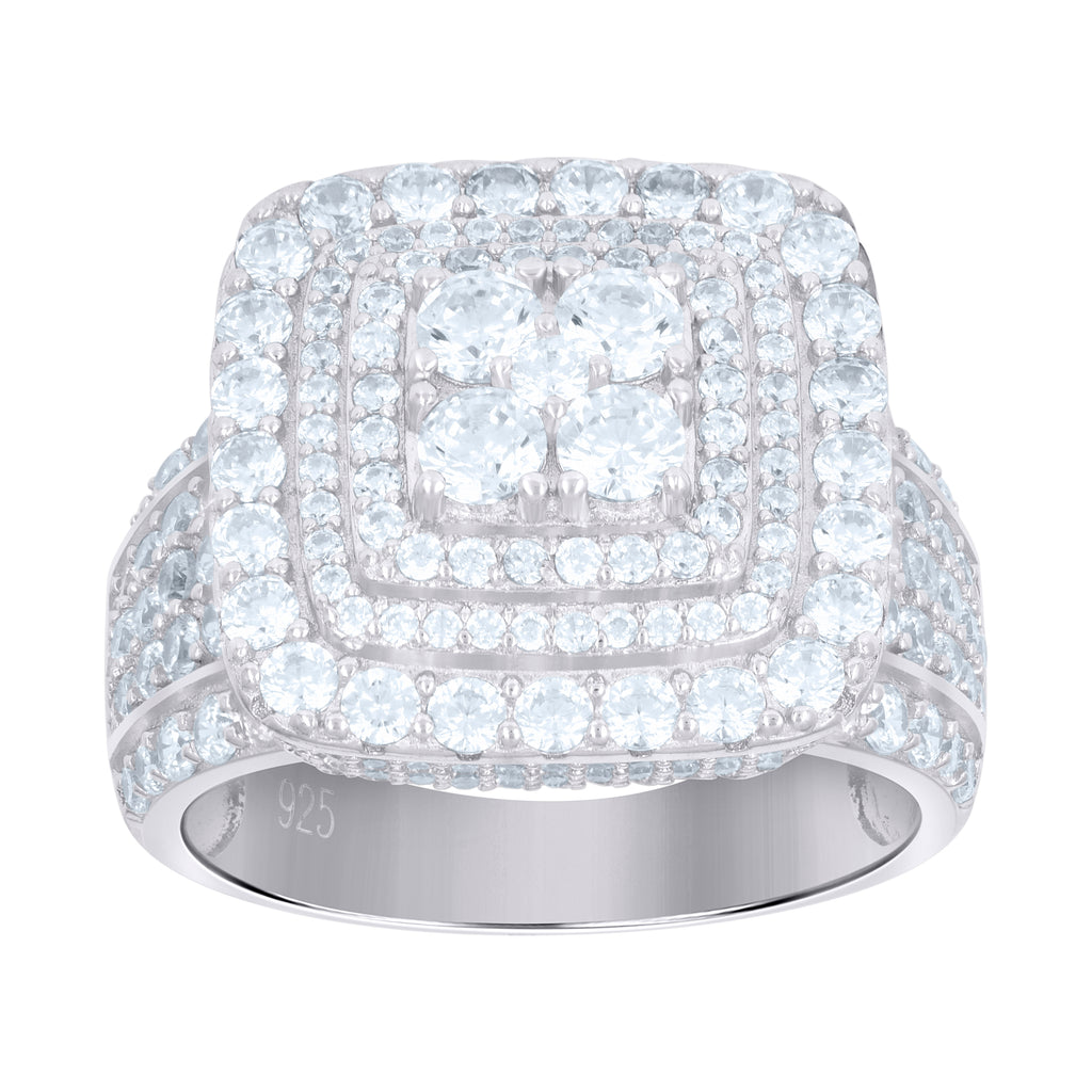 925 Sterling Silver Mens Cubic-Zirconia Square Fashion Ring Size 9