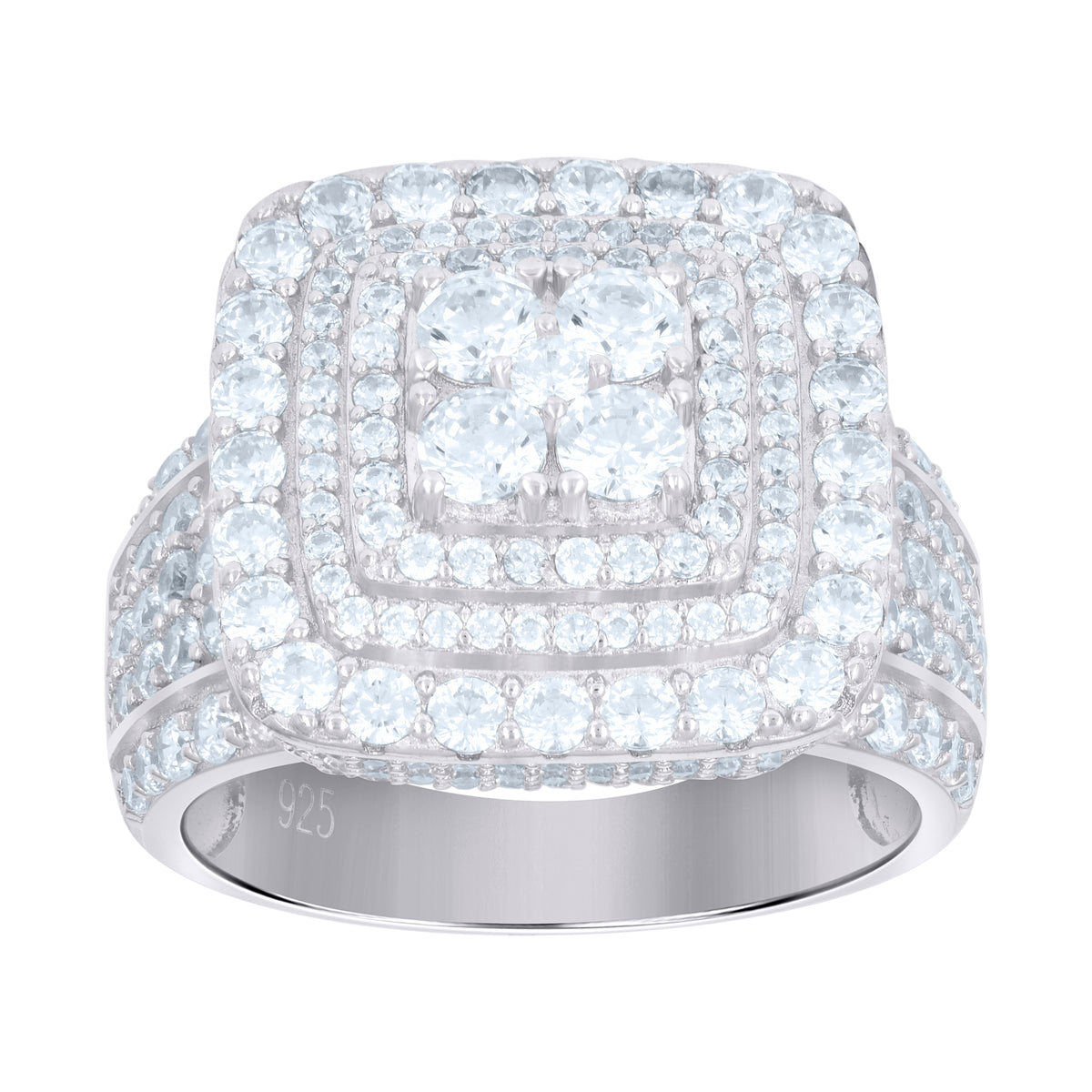 925 Sterling Silver Mens Cubic-Zirconia Square Fashion Ring Size 9