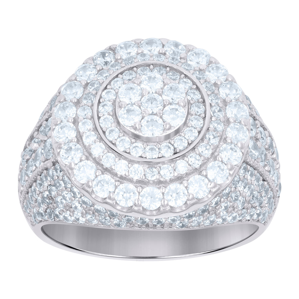925 Sterling Silver Mens Cubic-Zirconia Fashion Ring Size 12