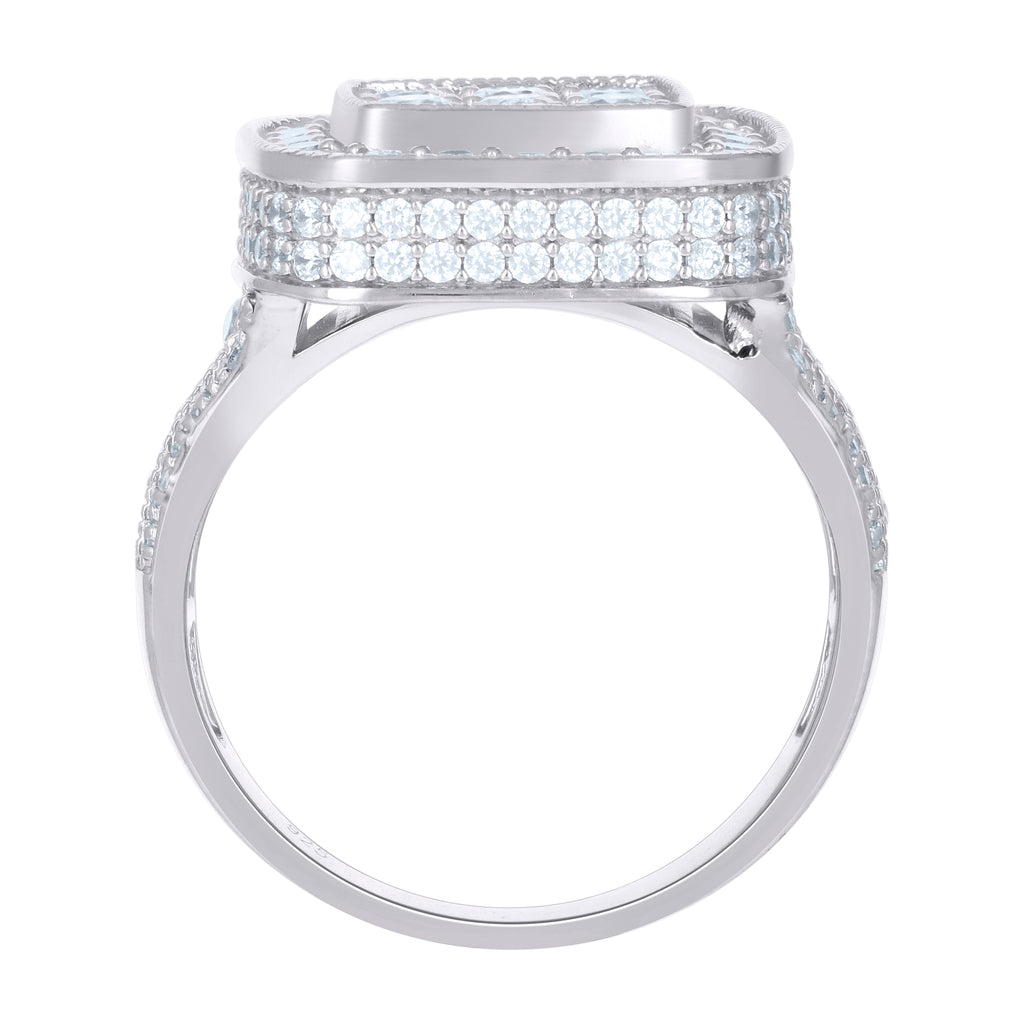 925 Sterling Silver Mens Cubic-Zirconia Square Fashion Ring Size 11