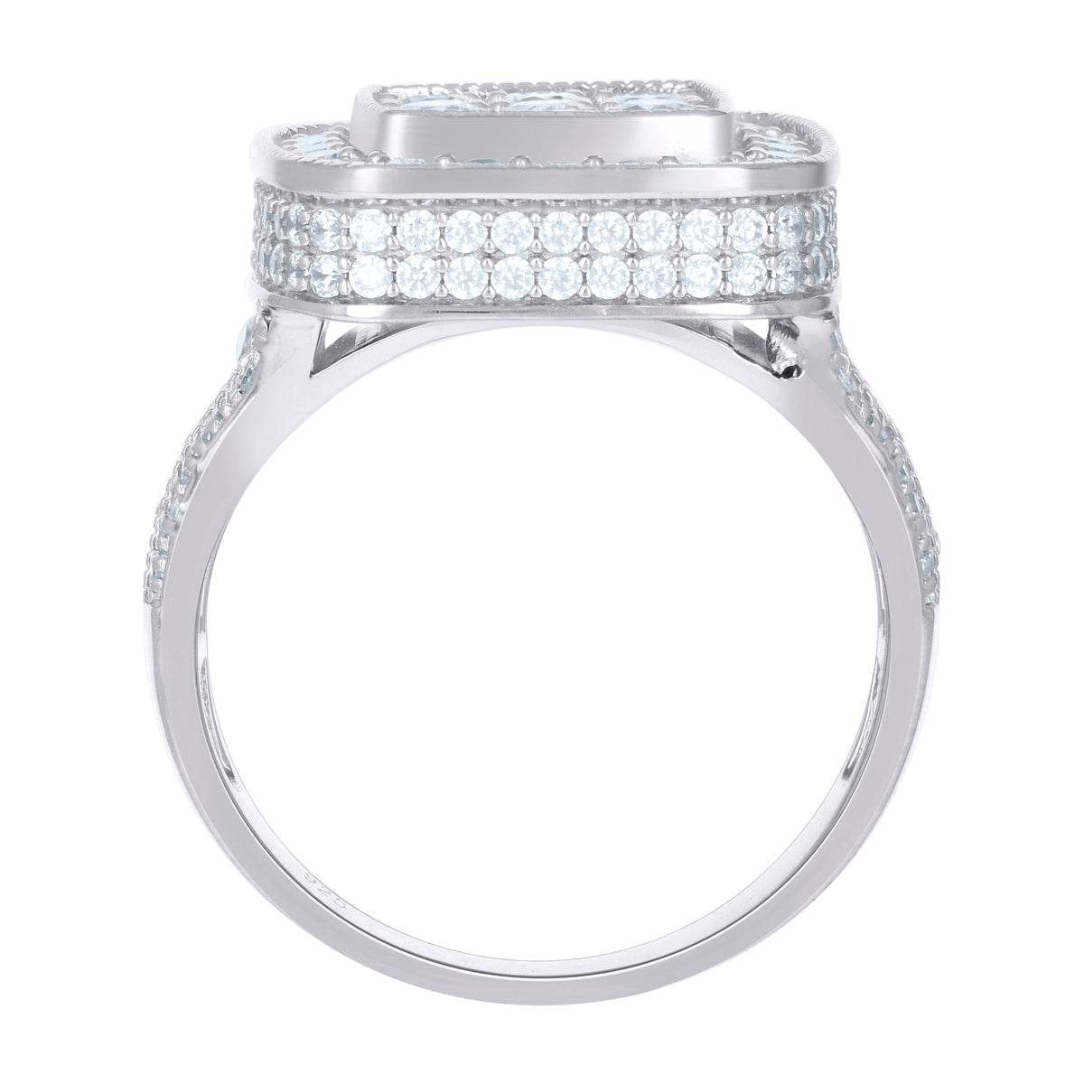 925 Sterling Silver Mens Cubic-Zirconia Square Fashion Ring Size 11