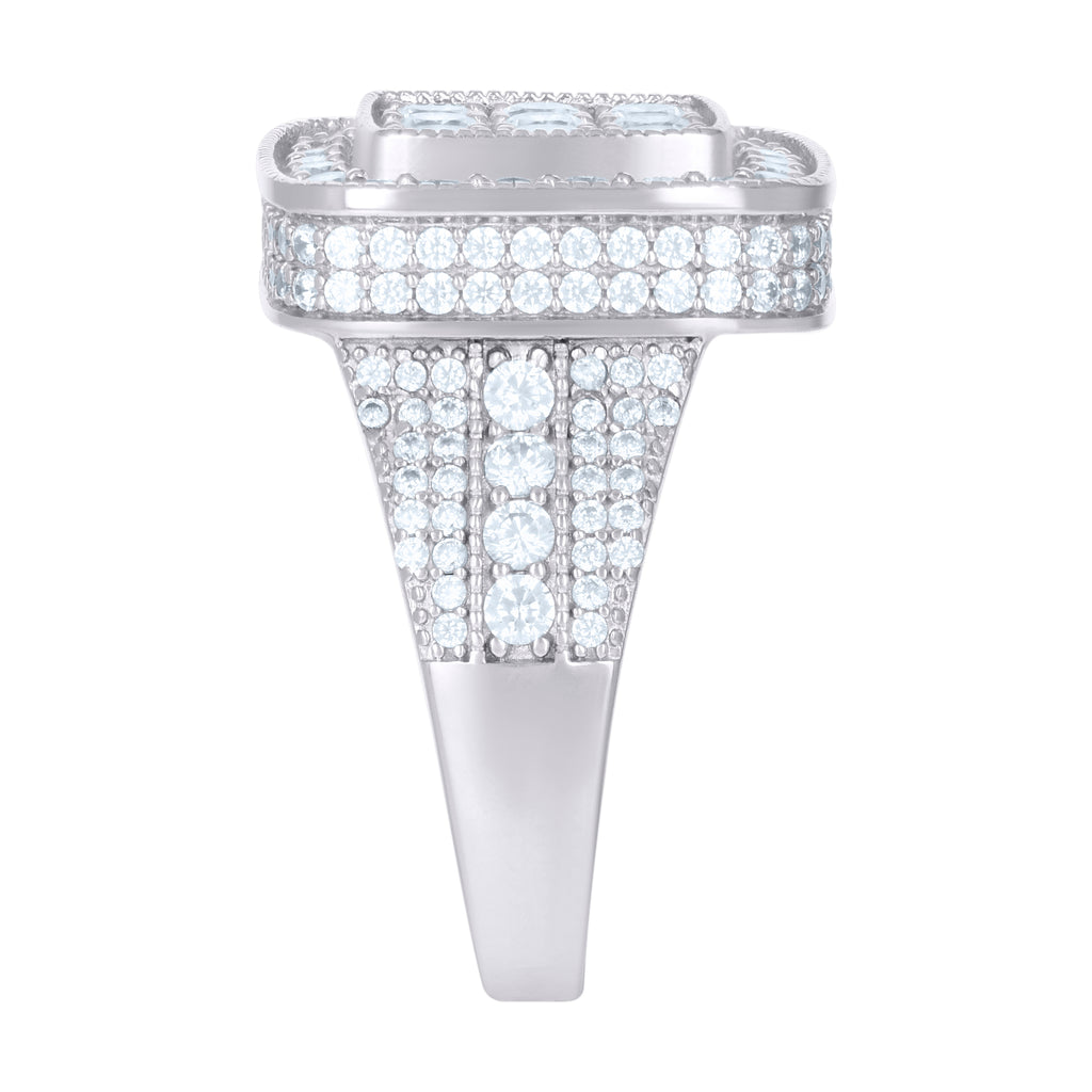 925 Sterling Silver Mens Cubic-Zirconia Square Fashion Ring Size 9