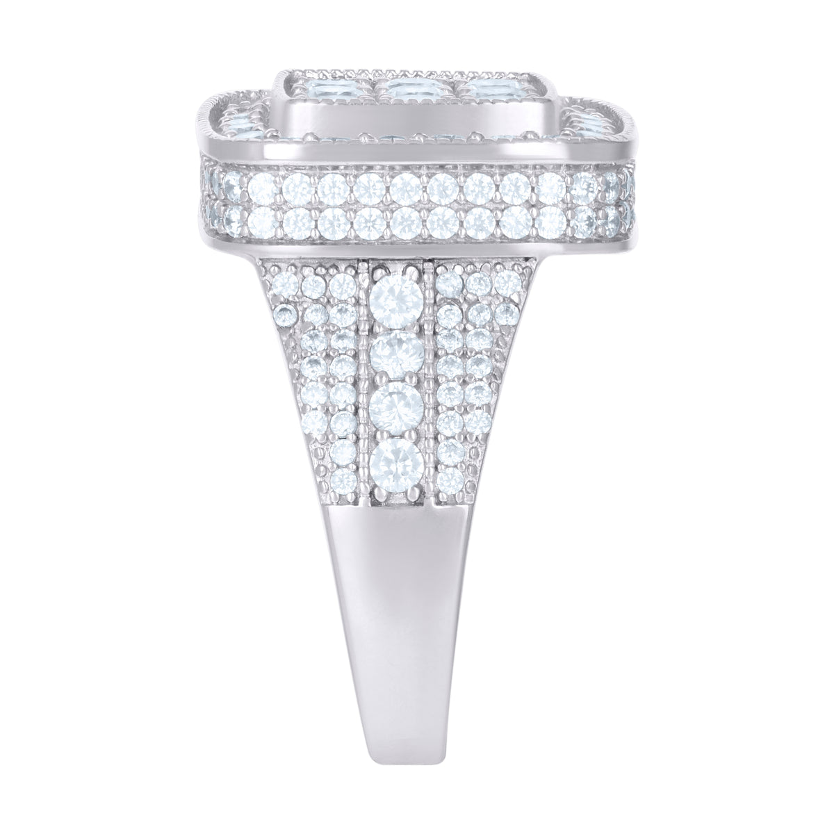 925 Sterling Silver Mens Cubic-Zirconia Square Fashion Ring Size 10